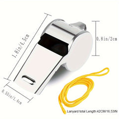 2PCS Stainless Steel Whistle With Lanyard for Emergency Football Basketball
