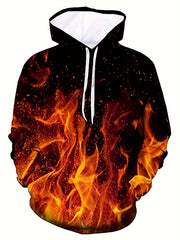 Men's 3D Flame Graphic Hoodie Hooded Sweatshirt For Outdoor