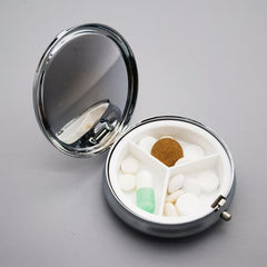 Flower Pill Case 3 Compartment Metal Organizer Portable Medicine Vitamin Holder