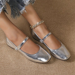 Women's Square Toe Flat Shoes Lightweight Ankle Strap Shoes
