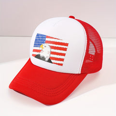 Flag Eagle Trucker Hat Printed Mesh Adjustable Baseball Cap Independence Sun Hat