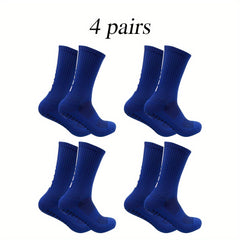 4 Pairs Non Slip Football Socks Breathable Crew Outdoor Sports Soccer Socks