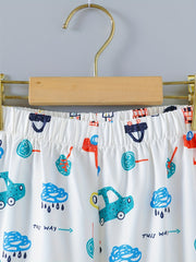 Boys 2pcs Pajamas Graffiti Car Cloud Print PJ Set