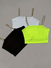 3 Pack Chain Straps Crop Cami Tops - Sleeveless Summer Top
