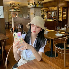 Reversible Foldable Crochet Bucket Hat Breathable Sun Hat