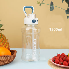 800ml 1300ml Leakproof Straw Water Bottle Portable Water Cup Handle