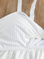 Ribbed Knit Tankini Set Solid Cut Out Cami Top & Panty Swimsuit