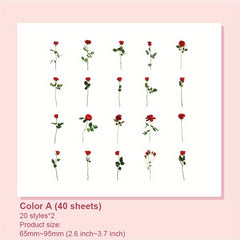 Vintage Plants Flowers Leaves Transparent Stickers Nature Floral Stickers