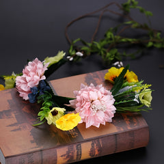 Adjustable Flower Crown Headband Women Girl Wedding Flower Wreath Hairband Tiara