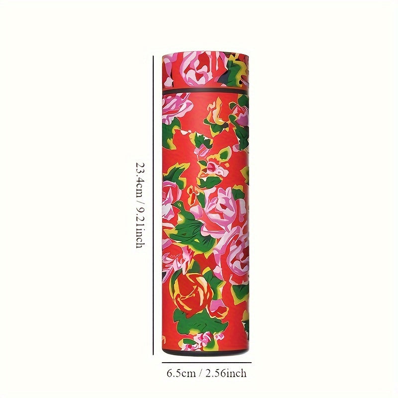 500ml Chinese Floral LED Water Bottle Stainless Steel