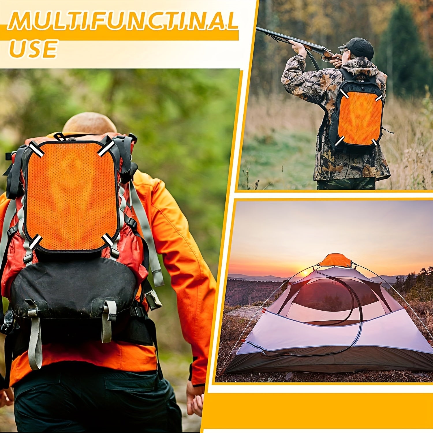 Orange Mesh Safety Panel w/ Reflective Strips - High Visibility Outdoors Safety