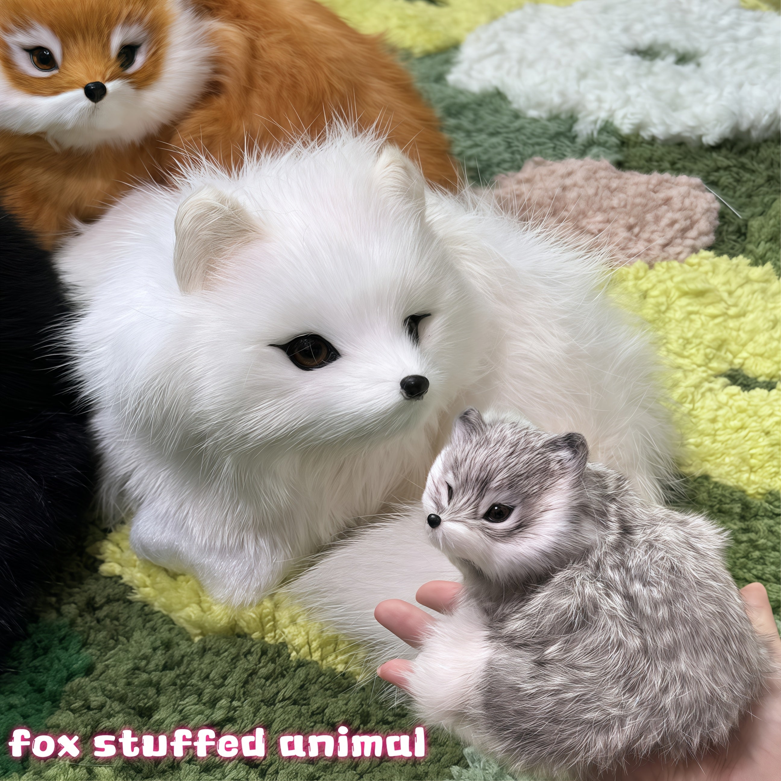 JIAJCHUF Plush Fox Stuffed Animal Soft Polyester Polar Fox Plush Toy 6 Colors