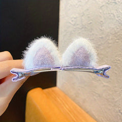 Cat Ears Plush Bangs Clip Hair Clips Hair Accessories for Girls
