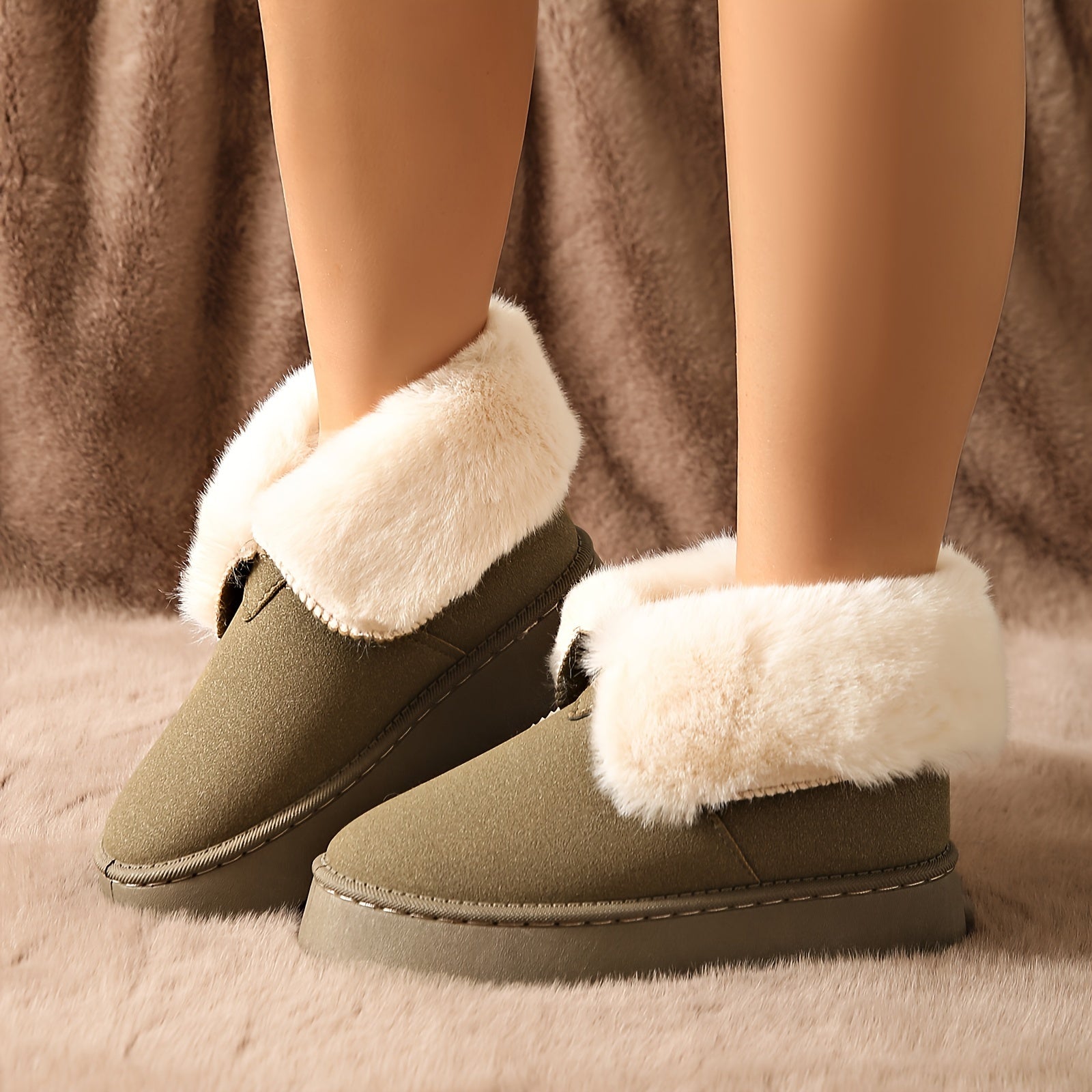 Women's Thermal Snow Boots Faux Fur Lined Platform Ankle Boots