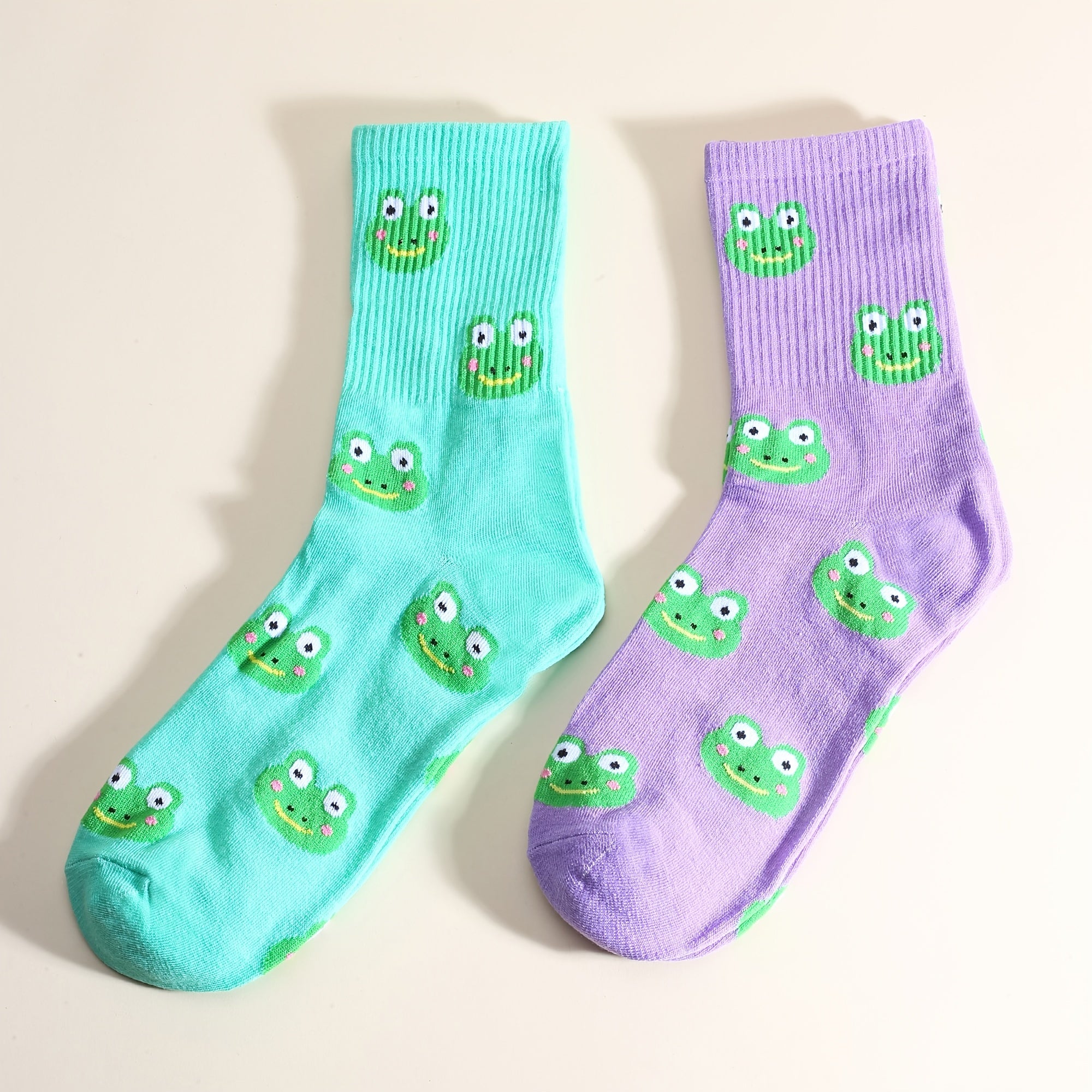 Funny Frog Pattern Socks Women's Mid Tube Stockings