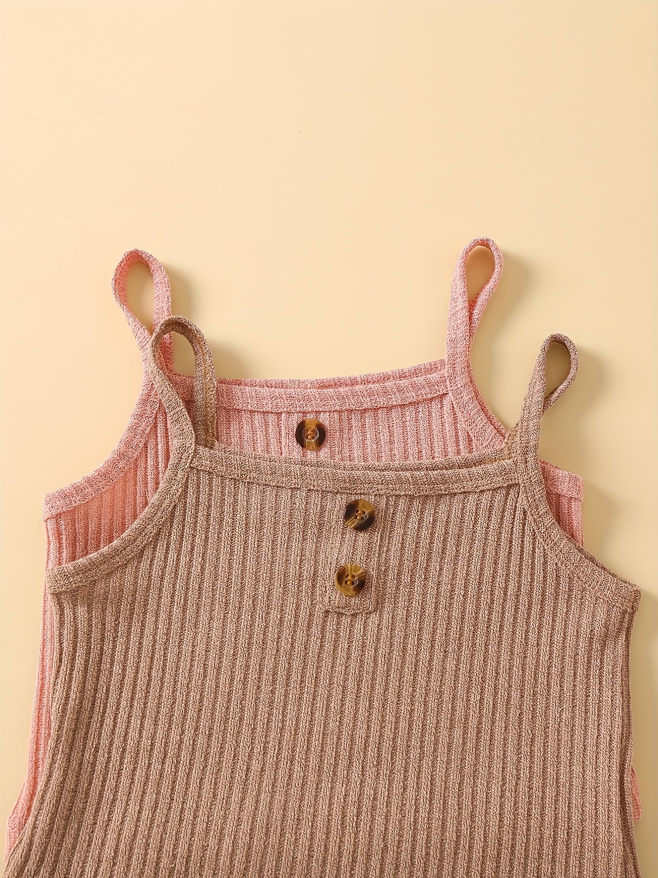 2-Piece Toddler Girl's Ribbed Knit Cami Crop Tops & Track Shorts Summer Outfit