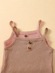 2-Piece Toddler Girl's Ribbed Knit Cami Crop Tops & Track Shorts Summer Outfit