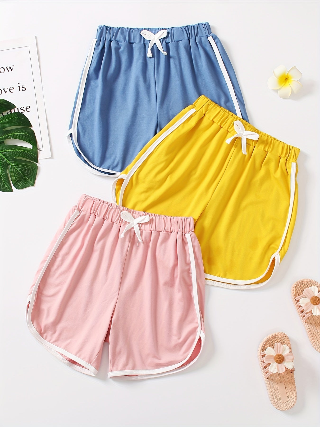3 Packs Girls Casual Athletic Shorts Kids Active Yoga Shorts