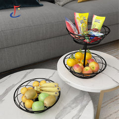Double Layer Iron Hanging Ring Fruit Basket with Banana Hook