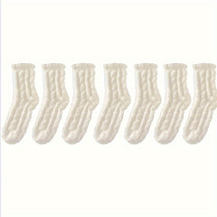 7 Pairs Fuzzy Mid Tube Socks Women's Stockings