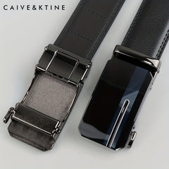 Men's Cowhide Leather Business Belt With Automatic Buckle