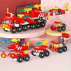 6 in 1 Fire Truck Building Blocks Set Educational Toy for Boys & Girls