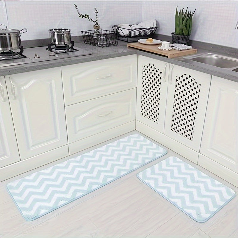 Microfiber Chevron Non Slip Bathroom Carpet Set