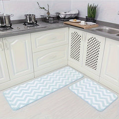 Microfiber Chevron Non Slip Bathroom Carpet Set