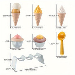 7-Piece Kids Beach Sand Digging Tools Set with Ice Cream Cone Toy
