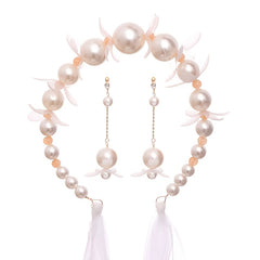 Vintage Bridal Pearl Flower Headband with Veil