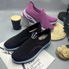 Women's Solid Mesh Slip On Sneakers Soft Sole Outdoor Shoes
