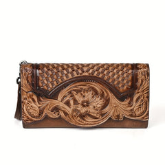 Leather Long Wallet Women's Multi-functional Embossed