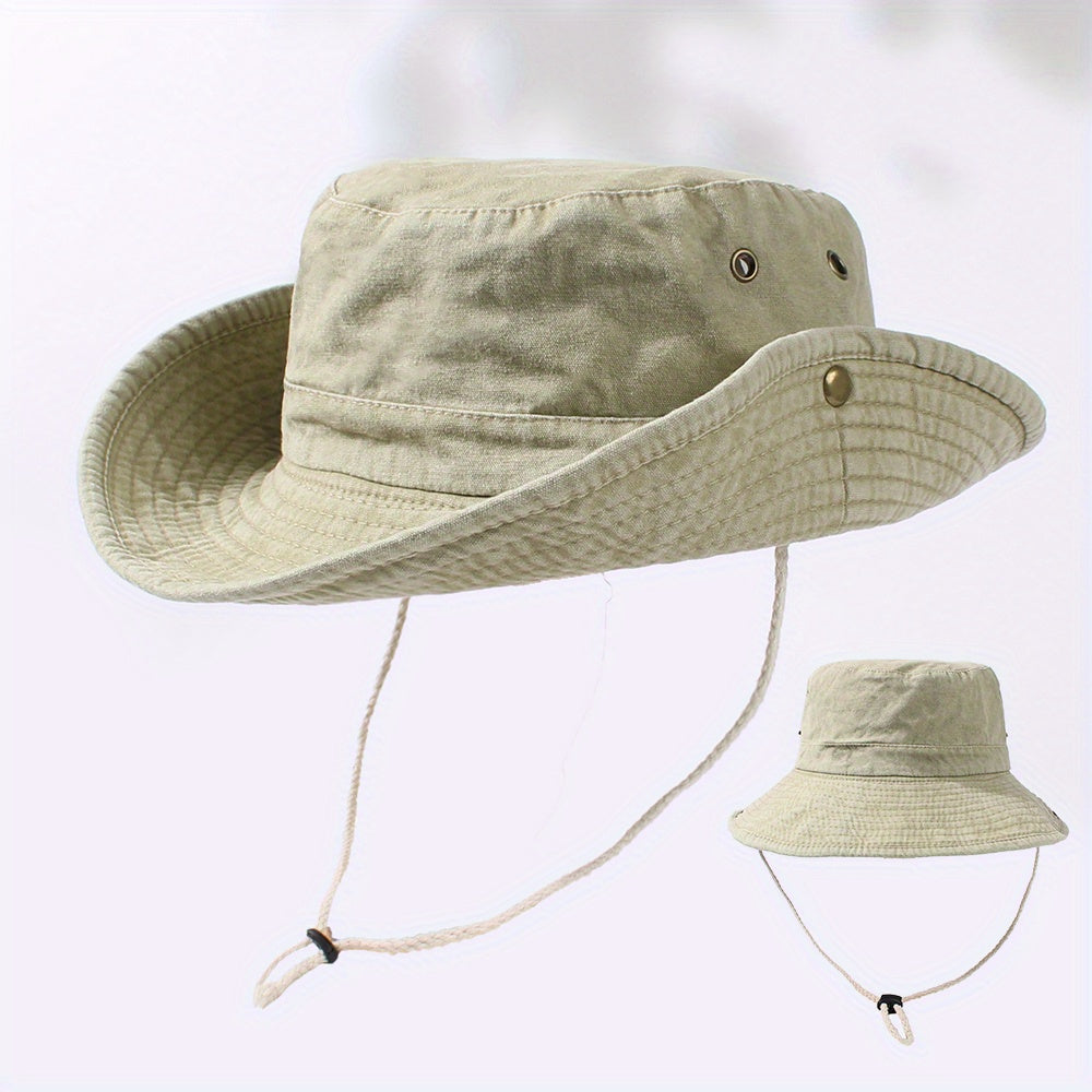 Western Cowboy Bucket Hat Distressed Sun Hat UV Protection