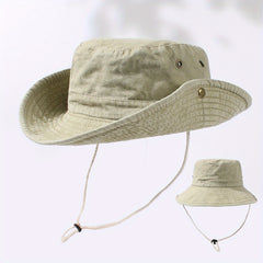 Western Cowboy Bucket Hat Distressed Sun Hat UV Protection