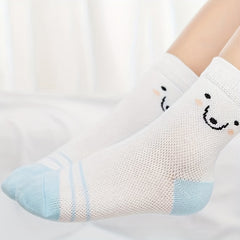 10 Pairs Baby Girls Cartoon Bear Pattern Socks for Spring Summer