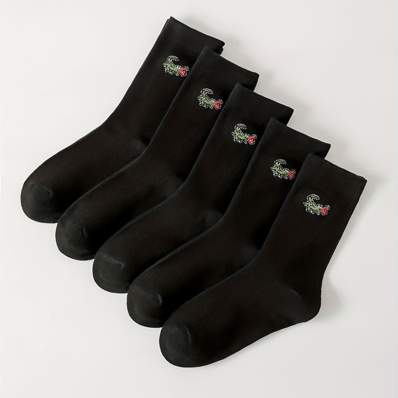 5 Pairs Funny Crocodile Print Crew Socks Women's Stockings