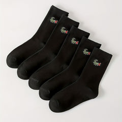 5 Pairs Funny Crocodile Print Crew Socks Women's Stockings