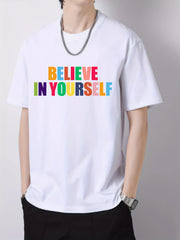 Men's Cotton Graphic Crew Neck Active T shirt Casual Comfy Tees