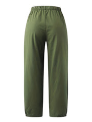 Solid Cropped Wide Leg Pants Casual Loose Pants