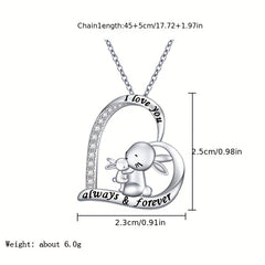 Rabbit Heart Pendant Necklace for Girls