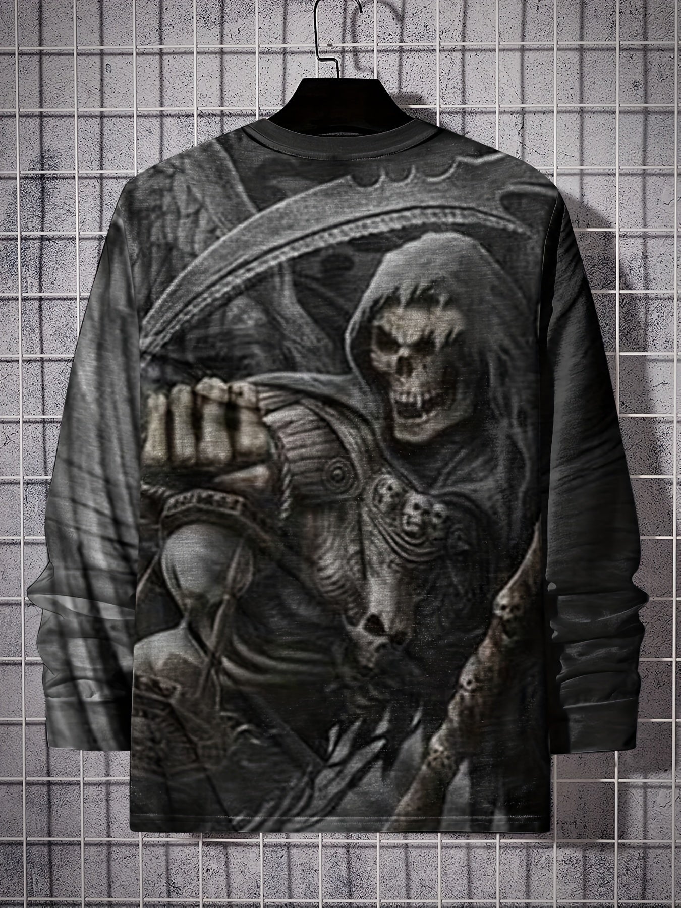 Skeleton 3D Print Men's Long Sleeve Tee Autumn Stylish Tee