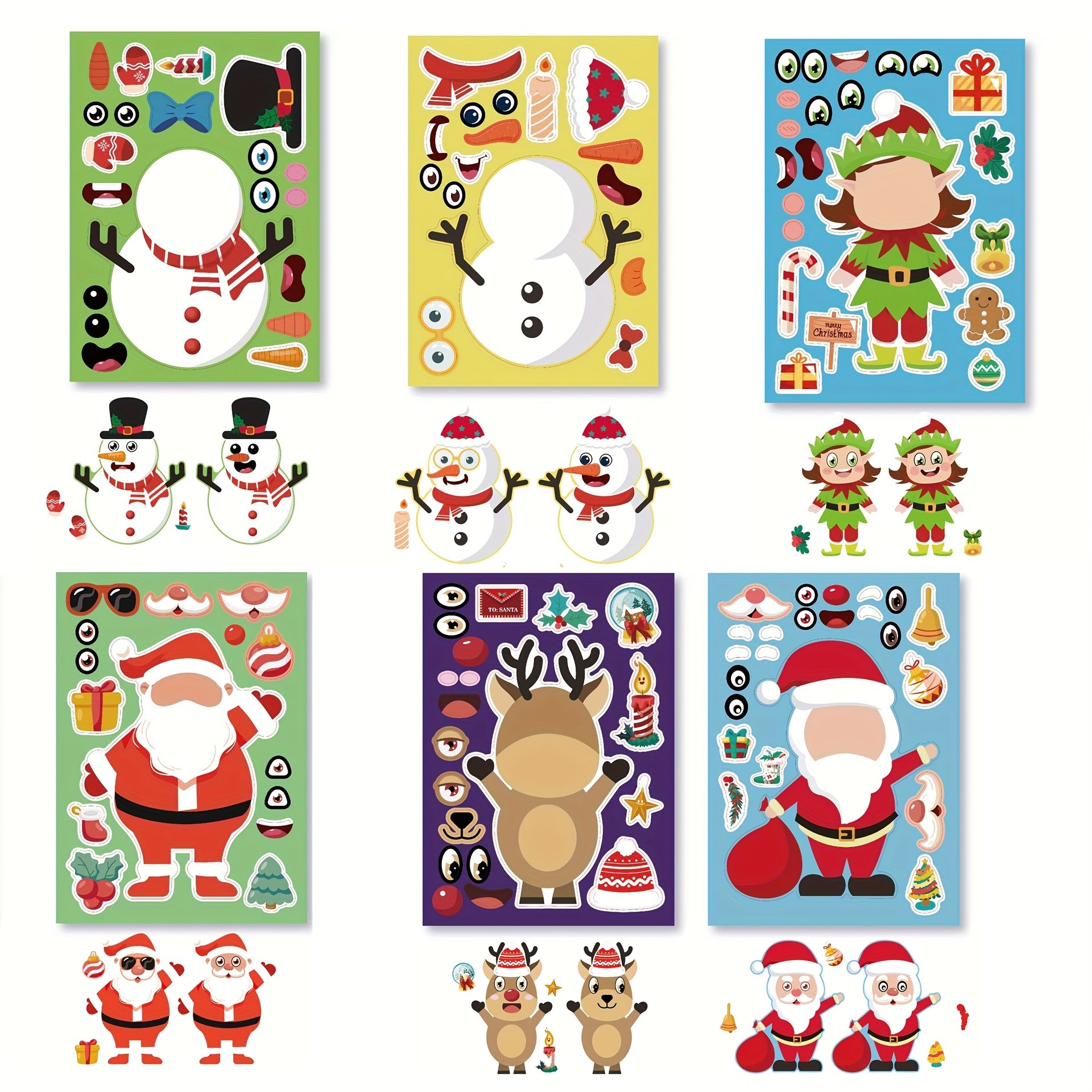 Christmas Stickers Santa Snowman Reindeer DIY Holiday Party Gift Bag Filling