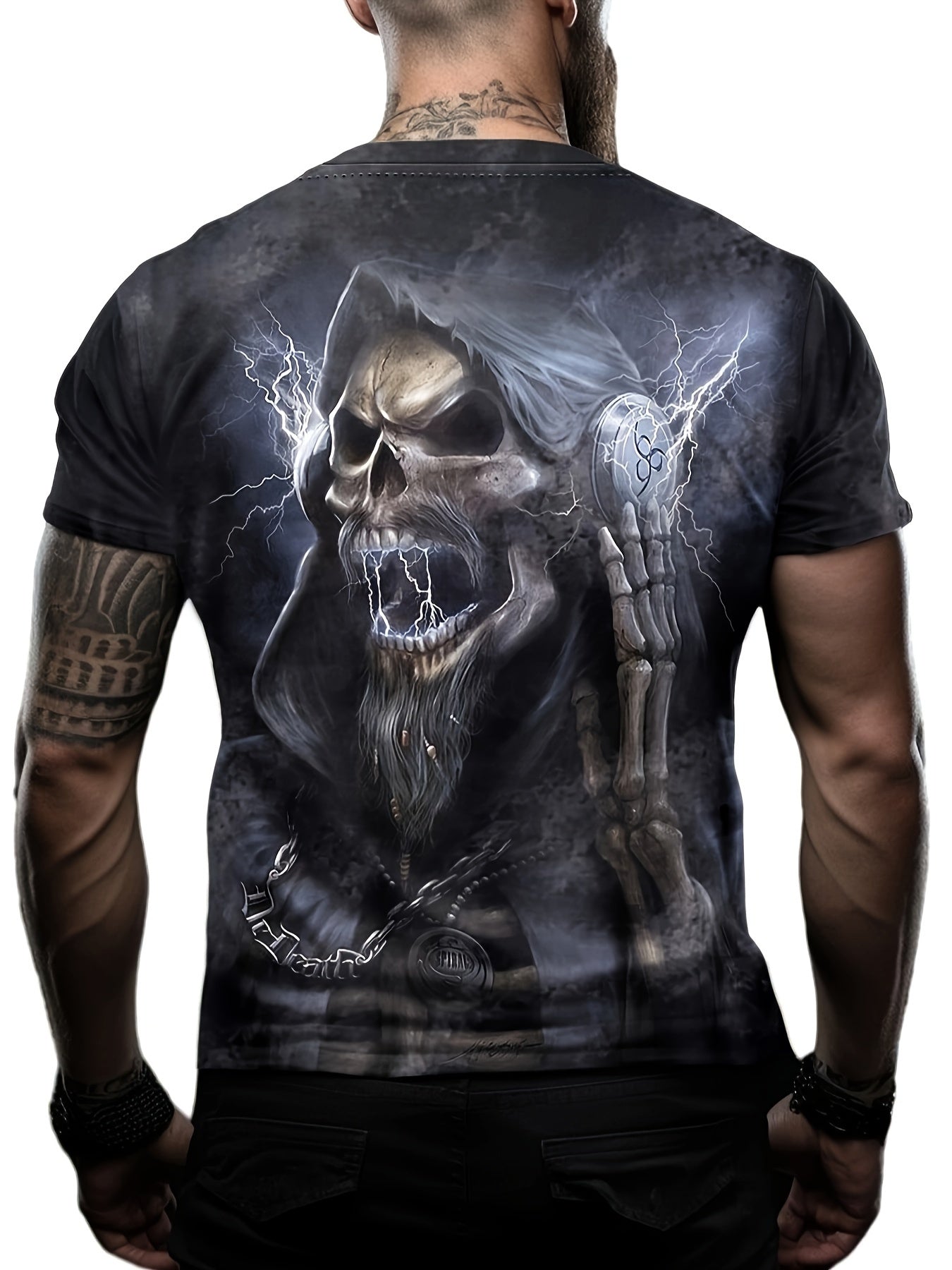 SKULL 3D Pattern Print Men's Short Sleeve T-shirt Graphic Tee