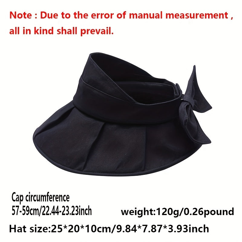 Bow Foldable Visor Sun Hat Solid Sunscreen Beach Hats Summer Vacation