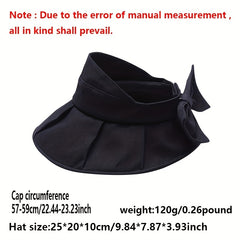 Bow Foldable Visor Sun Hat Solid Sunscreen Beach Hats Summer Vacation