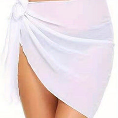Women's Sheer Chiffon Short Sarong Beach Wrap Solid Cover Up