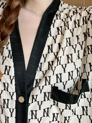 Colorblock Short Sleeve Button Robe Women's Loungewear
