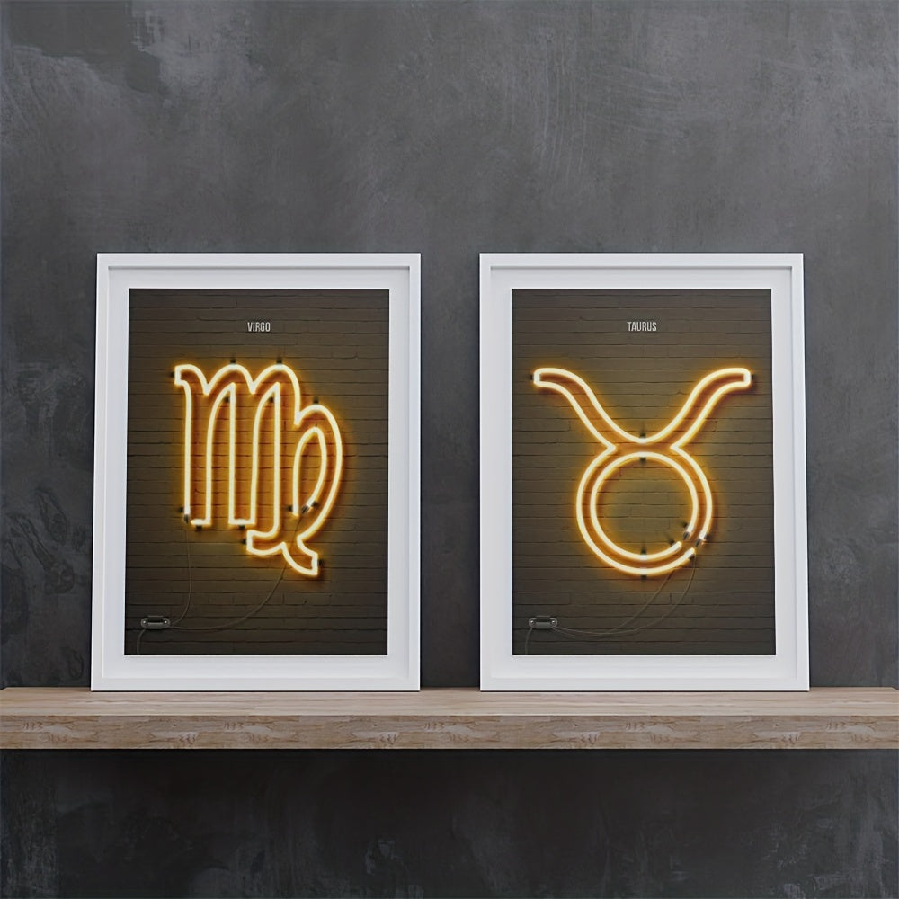 Yellow Neon Zodiac Sign Poster Kids Home Decor