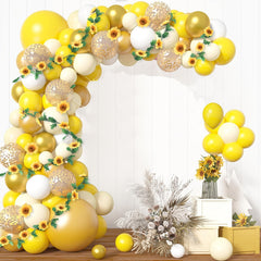 111pcs Sunflower Balloons Garland Arch Kit Yellow Balloons With Sunflower Vine