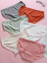 6pcs Lace Trim Bow Tie Briefs Intimates Panties Women's Lingerie